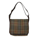 Luxury BurberrySs Nova Check Shoulder Bag Canvas Beige Gold Auth bs17668