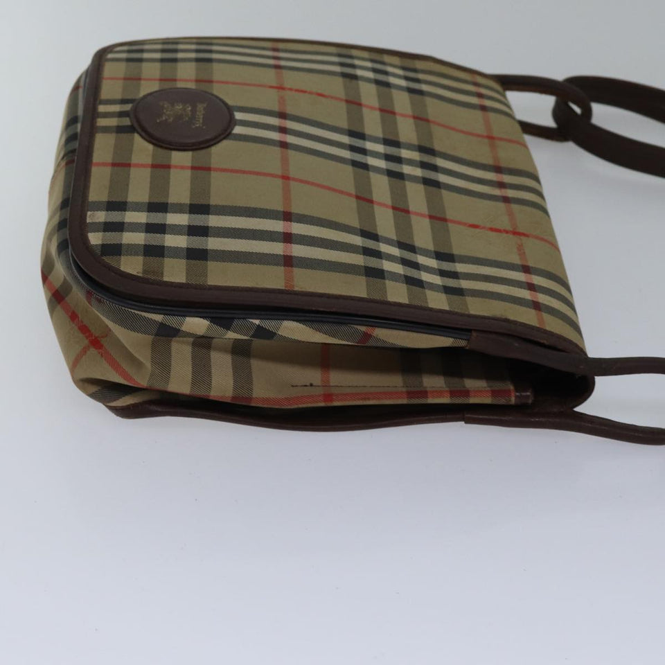Luxury BurberrySs Nova Check Shoulder Bag Canvas Beige Gold Auth bs17668