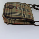 Luxury BurberrySs Nova Check Shoulder Bag Canvas Beige Gold Auth bs17668