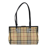 Luxury Burberry Nova Check Shoulder Bag PVC Beige Silver Auth bs17694