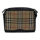 Luxury BurberrySs Nova Check Shoulder Bag Canvas Beige Gold Auth bs17696