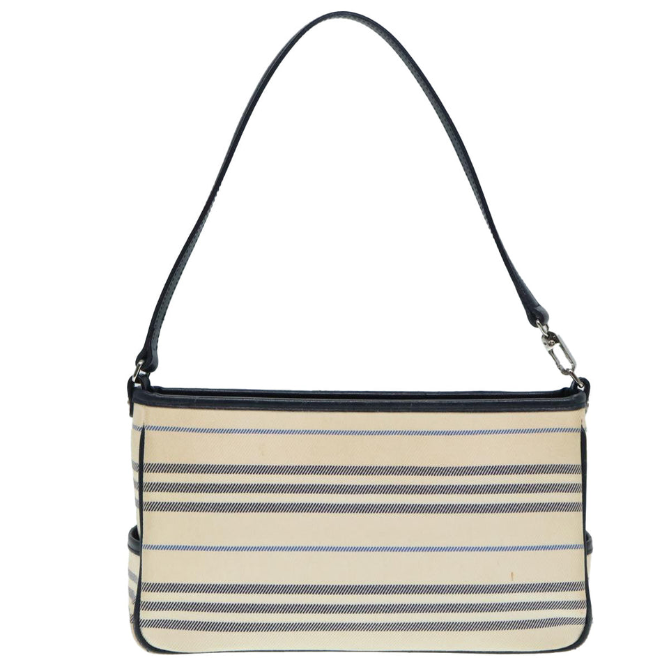 Luxury Burberry Shoulder Bag Canvas Beige Silver Auth bs17767