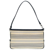 Luxury Burberry Shoulder Bag Canvas Beige Silver Auth bs17767
