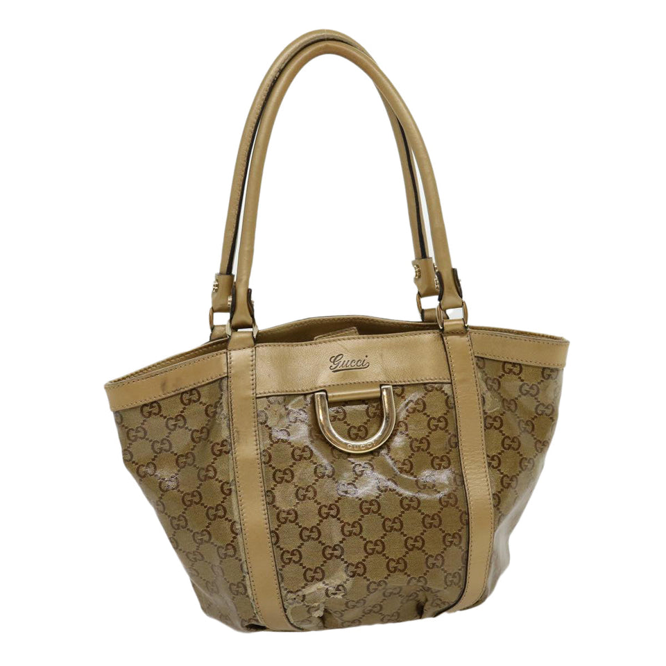 Gucci GG Canvas Tote Bag Beige Gold 211983204991 bs1798