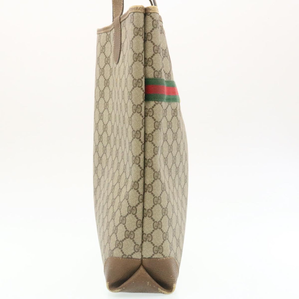 Gucci Web Sherry Line GG Canvas Tote Bag Beige Red Green bs199