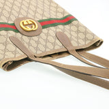 Gucci Web Sherry Line GG Canvas Tote Bag Beige Red Green bs199