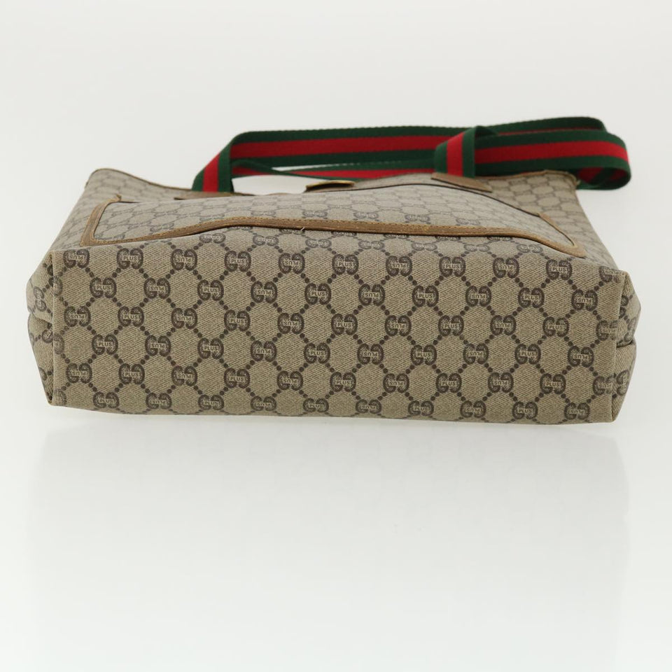 Gucci GG Plus Canvas WebSherry Line Tote Bag Beige Red Green bs3253