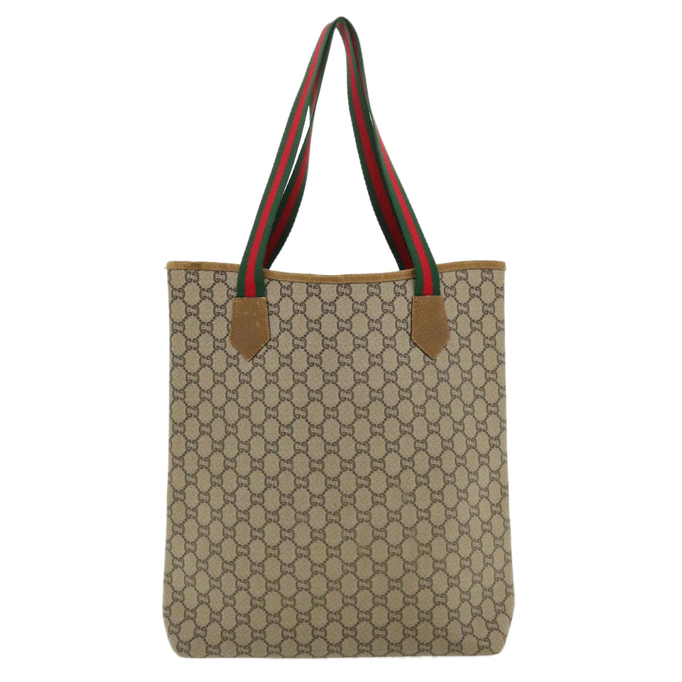 Gucci GG Plus Canvas WebSherry Line Tote Bag Beige Red Green bs3253