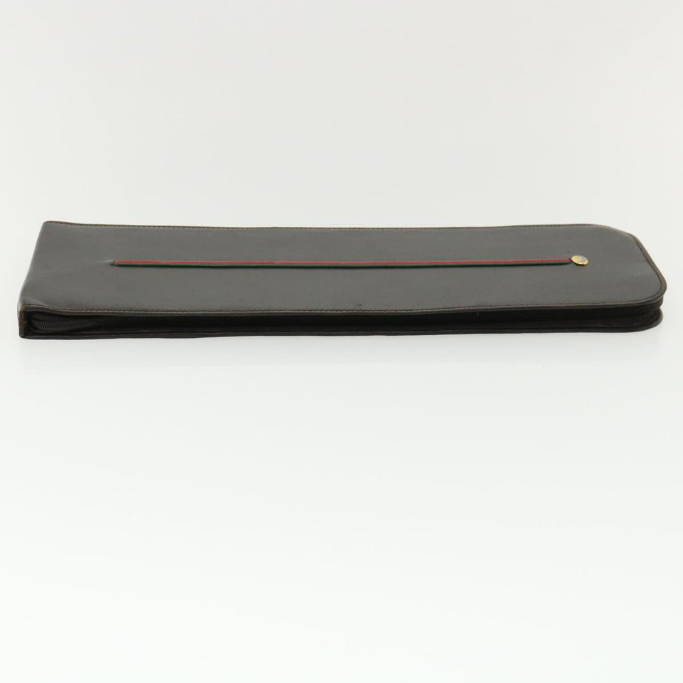 Gucci Web Sherry Line Necktie Case Leather Brown Green Red bs3500