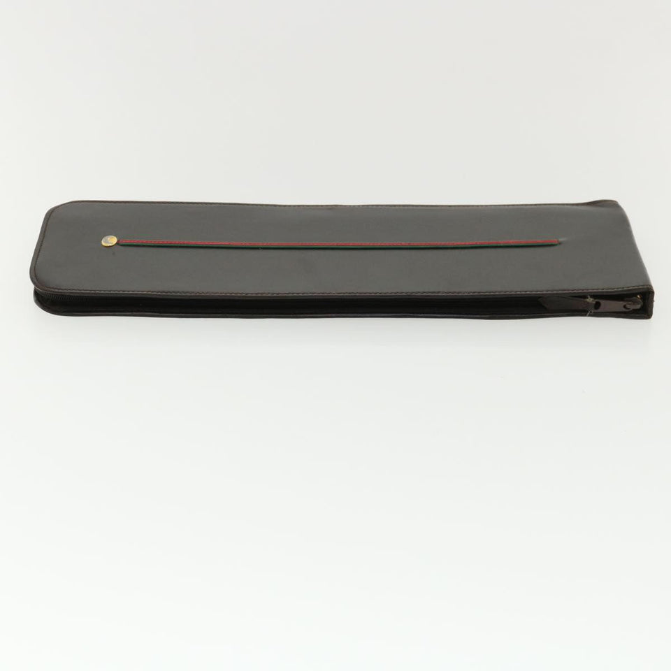 Gucci Web Sherry Line Necktie Case Leather Brown Green Red bs3500
