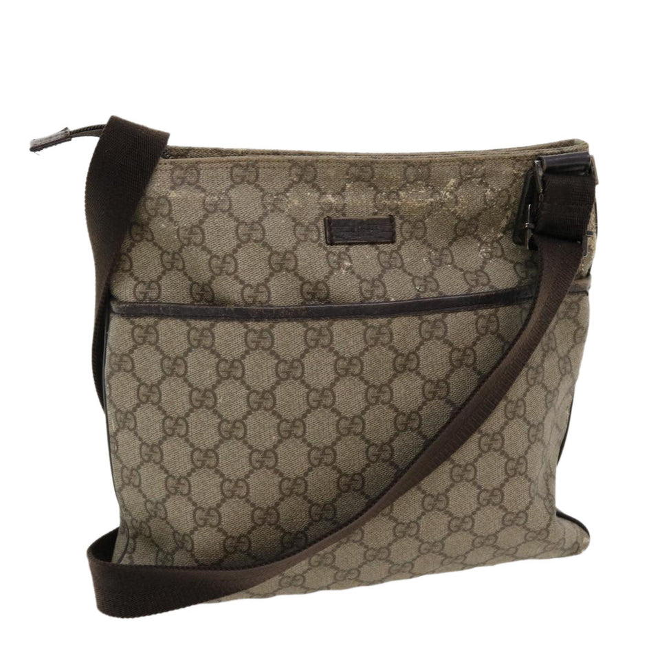 Gucci GG Canvas Shoulder Bag PVC Leather Beige bs3746