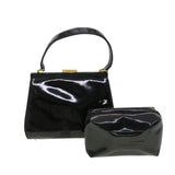 Gucci Pouch Hand Bag Patent 2Set Black bs4845
