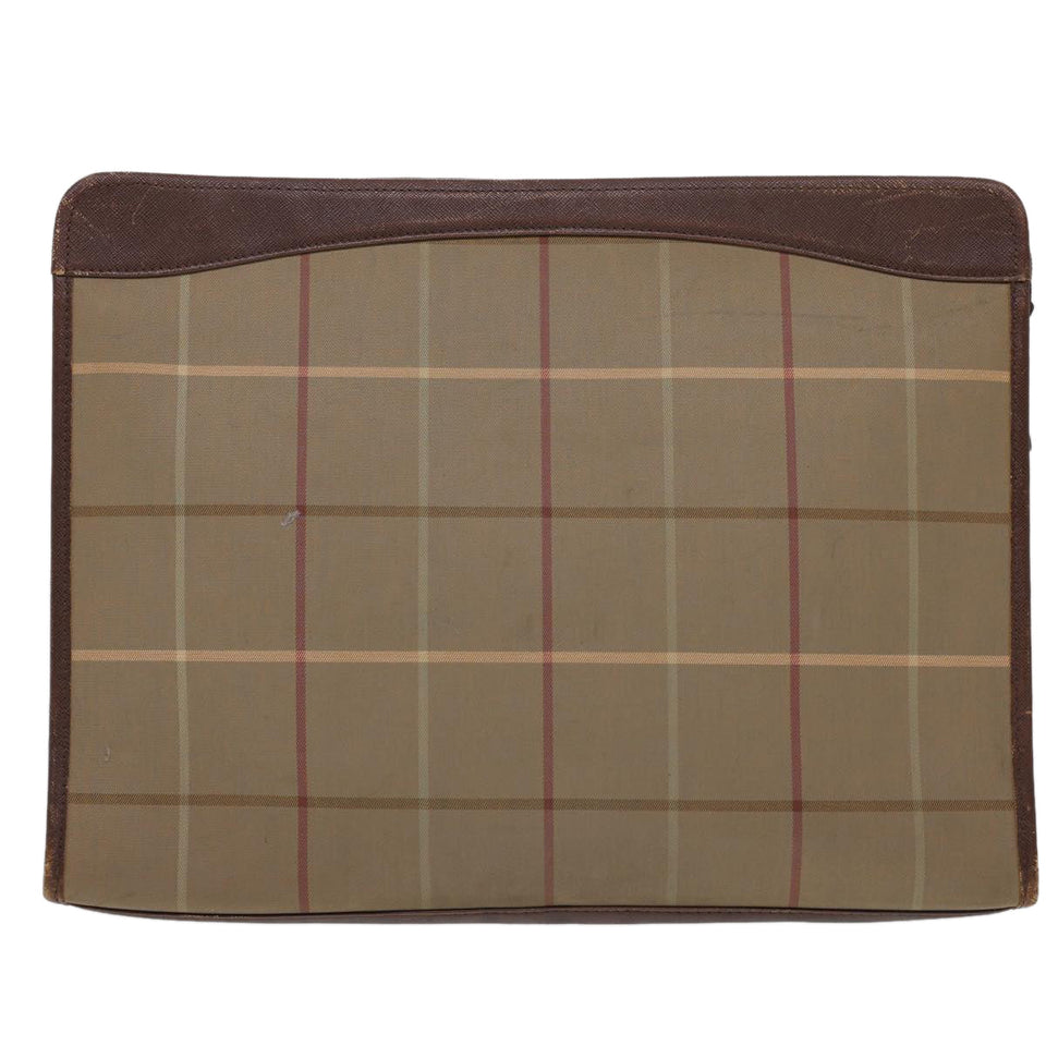 Luxury BurberrySs Nova Check Clutch Bag Nylon Beige Auth bs4852