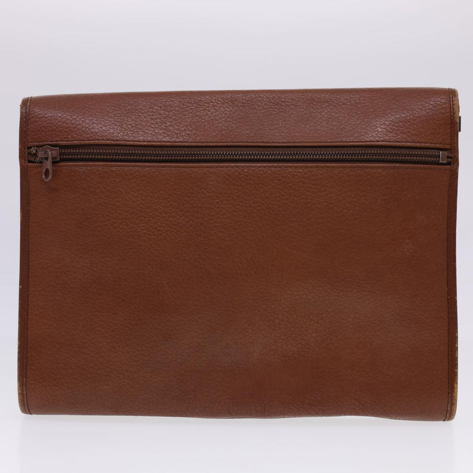 Luxury BurberrySs Clutch Bag Leather 2Set Brown Black Auth bs4863