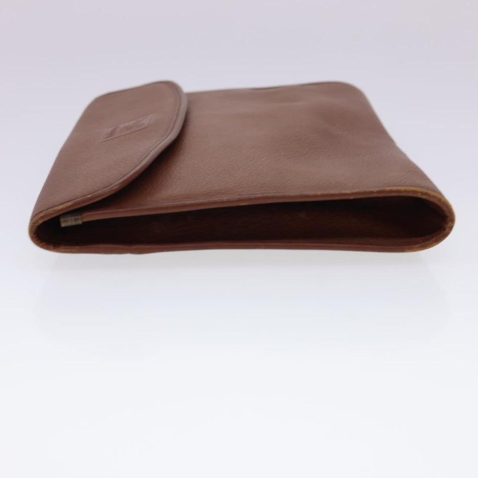 Luxury BurberrySs Clutch Bag Leather 2Set Brown Black Auth bs4863