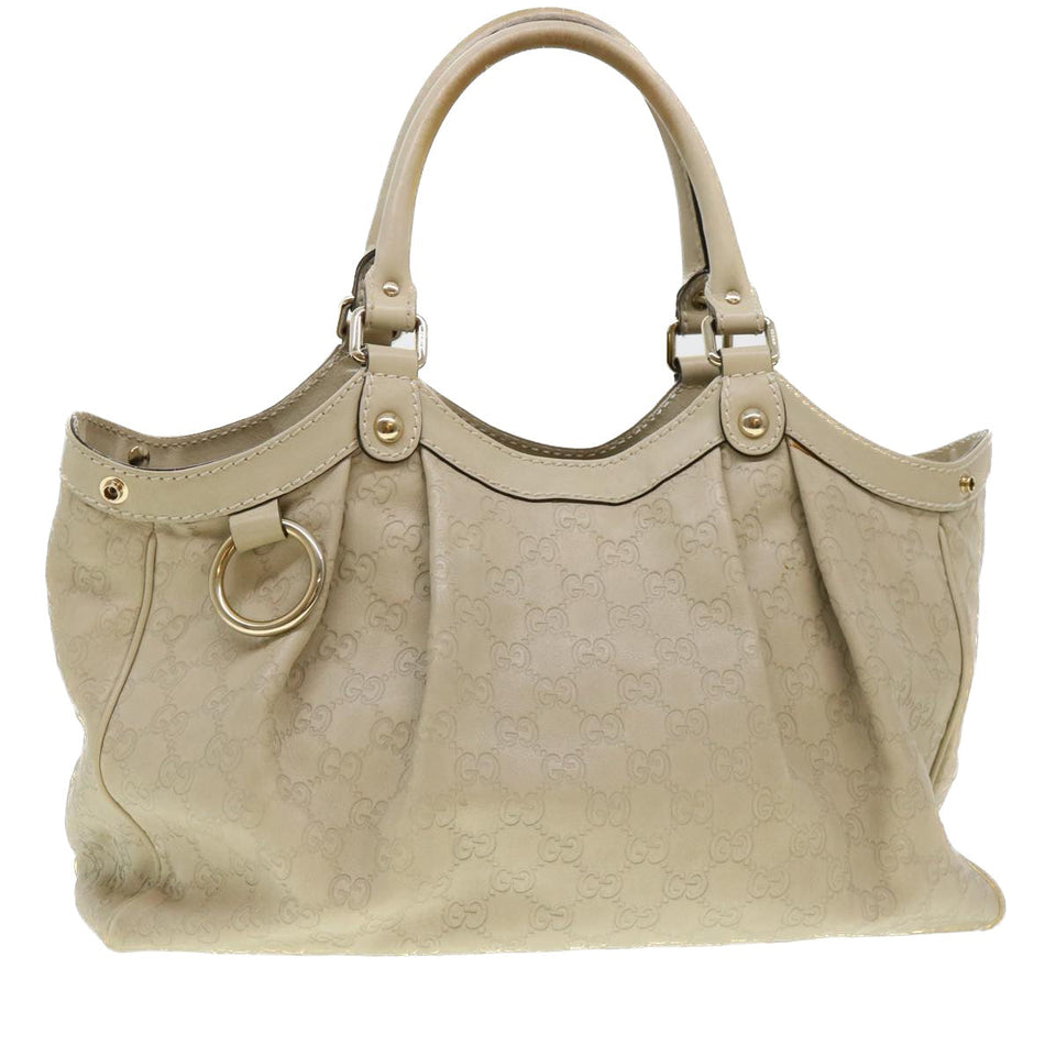 Gucci Gucci Shima GG Tote Bag Leather Beige 211944 bs4876