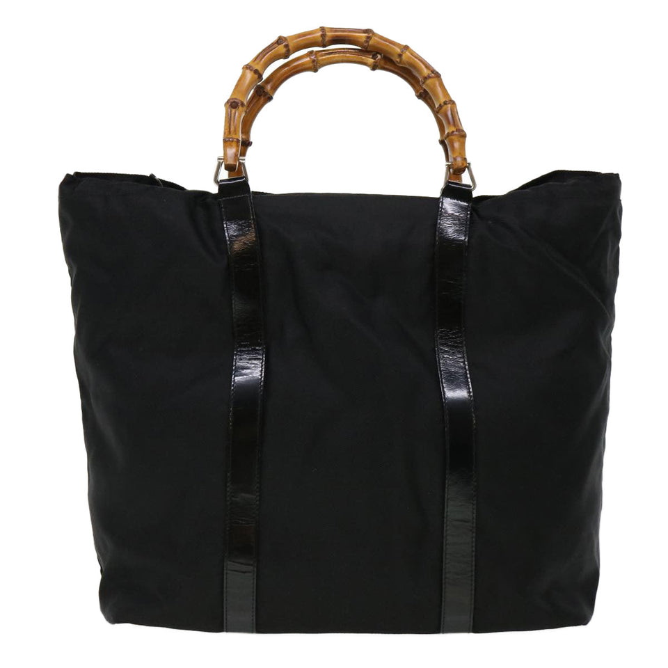 Gucci Bamboo Tote Bag Nylon Black bs4991