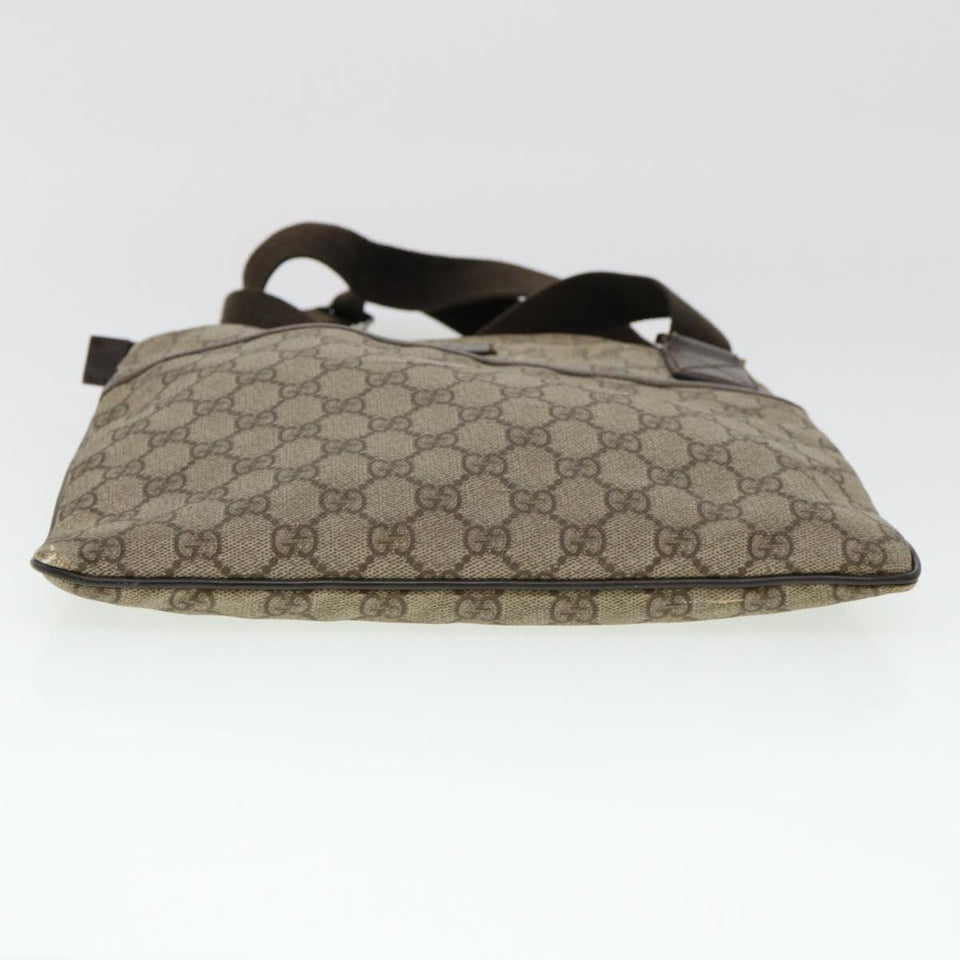 Gucci GG Canvas Shoulder Bag PVC Leather Beige Dark Brown 141626 bs5003