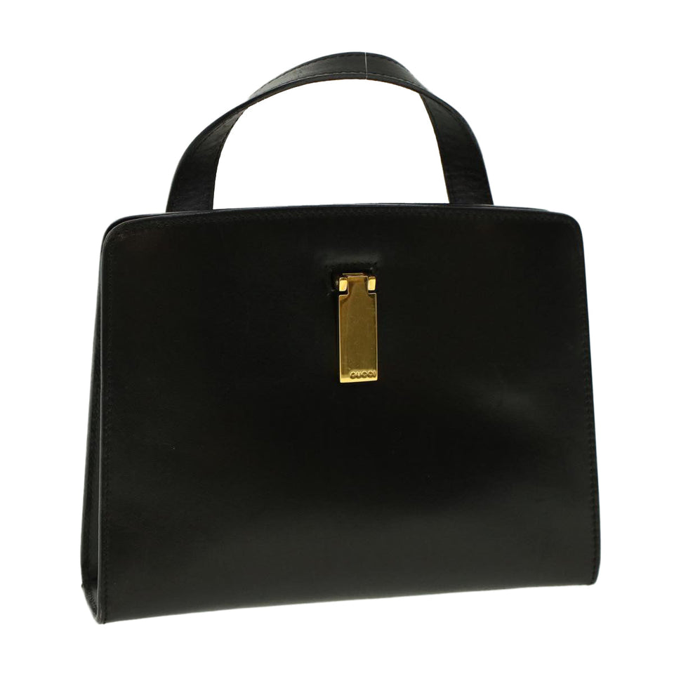 Gucci Hand Bag Leather Black bs5043