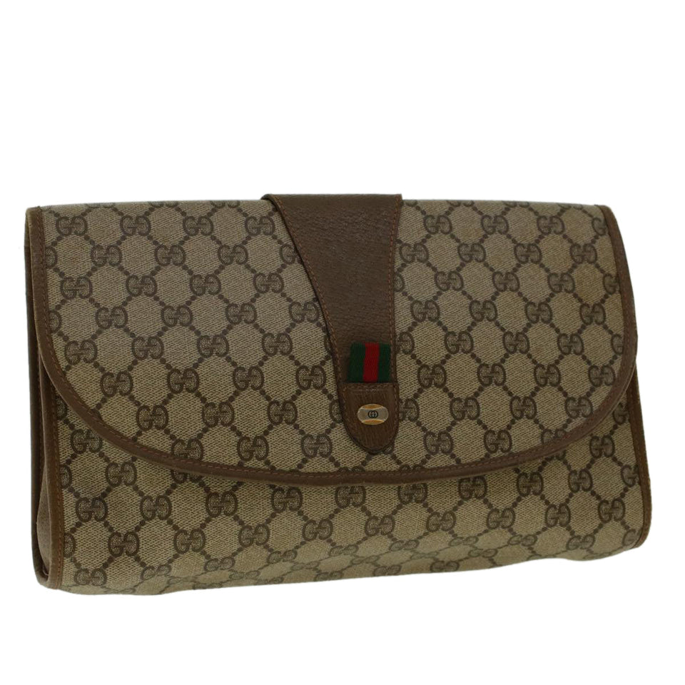 Gucci GG Canvas Web Sherry Line Clutch Bag Beige Red Green 8901031 bs5120