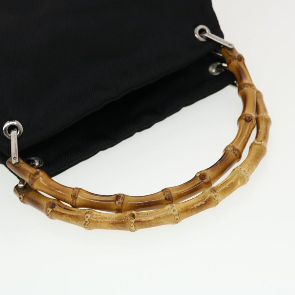 Gucci Bamboo Hand Bag Nylon Black 000 1014 0575 bs5214