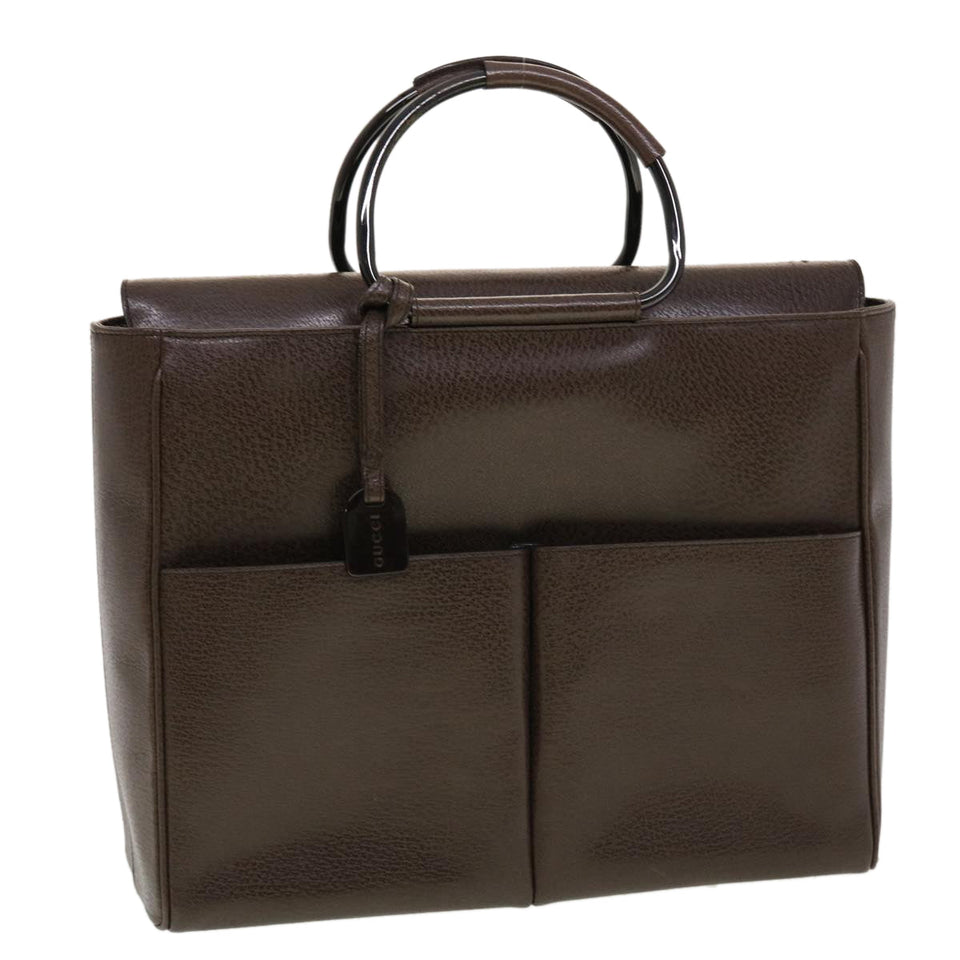 Gucci Hand Bag Leather Brown 00237541313 bs5271