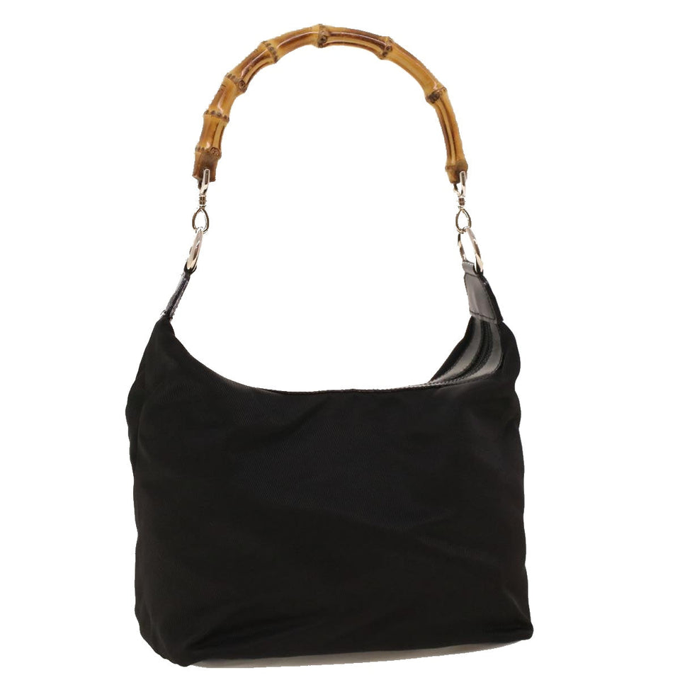 Gucci Bamboo Shoulder Bag Nylon Black 00019560531 bs5299