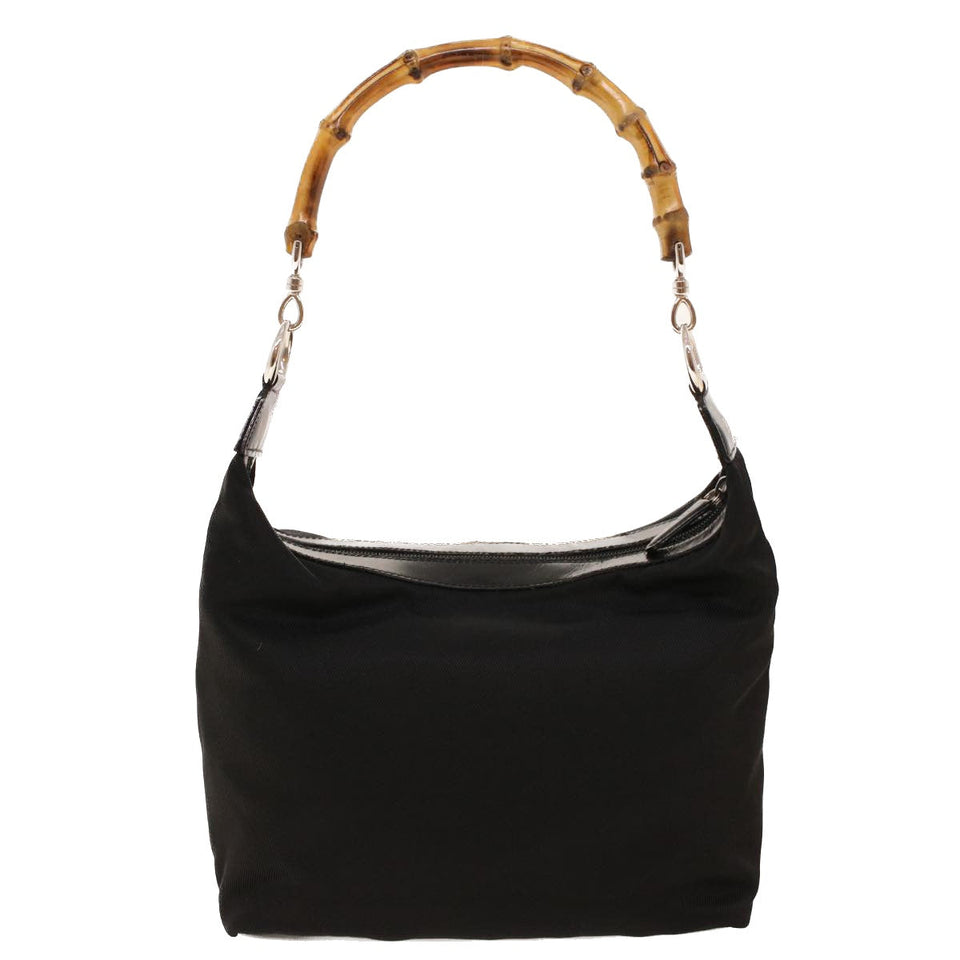 Gucci Bamboo Shoulder Bag Nylon Black 00019560531 bs5299