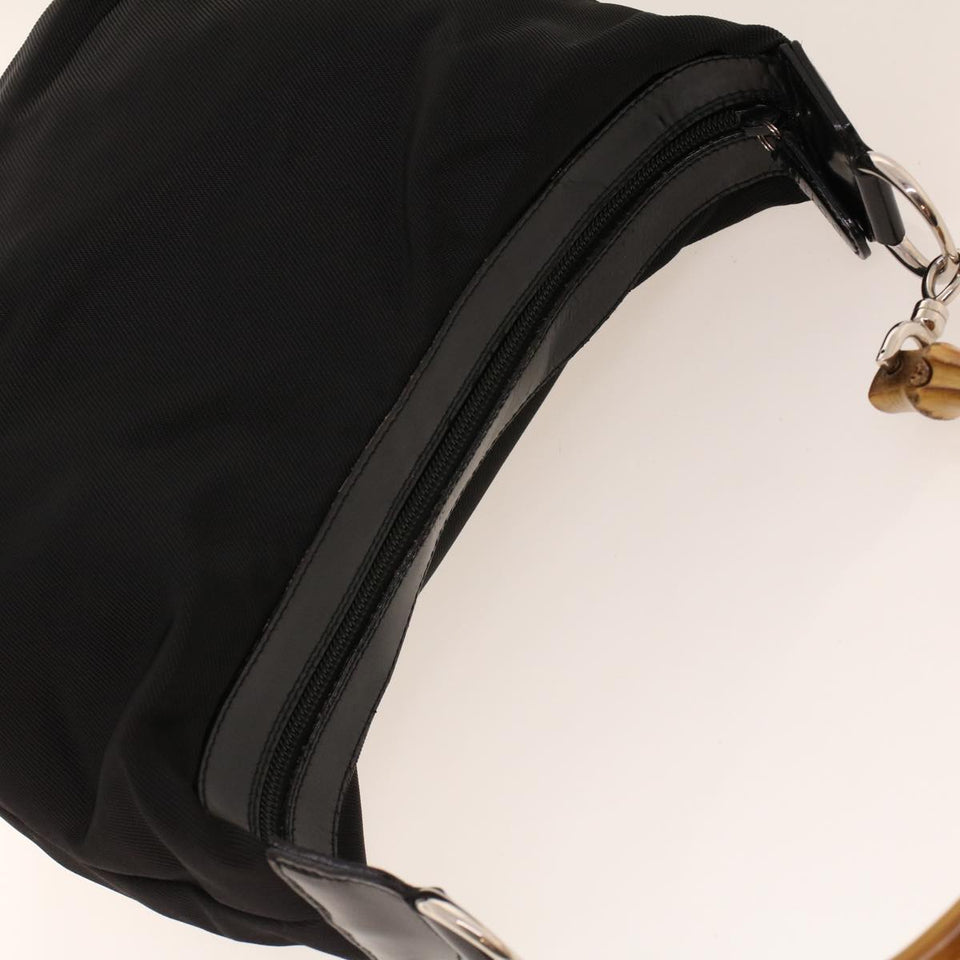 Gucci Bamboo Shoulder Bag Nylon Black 00019560531 bs5299