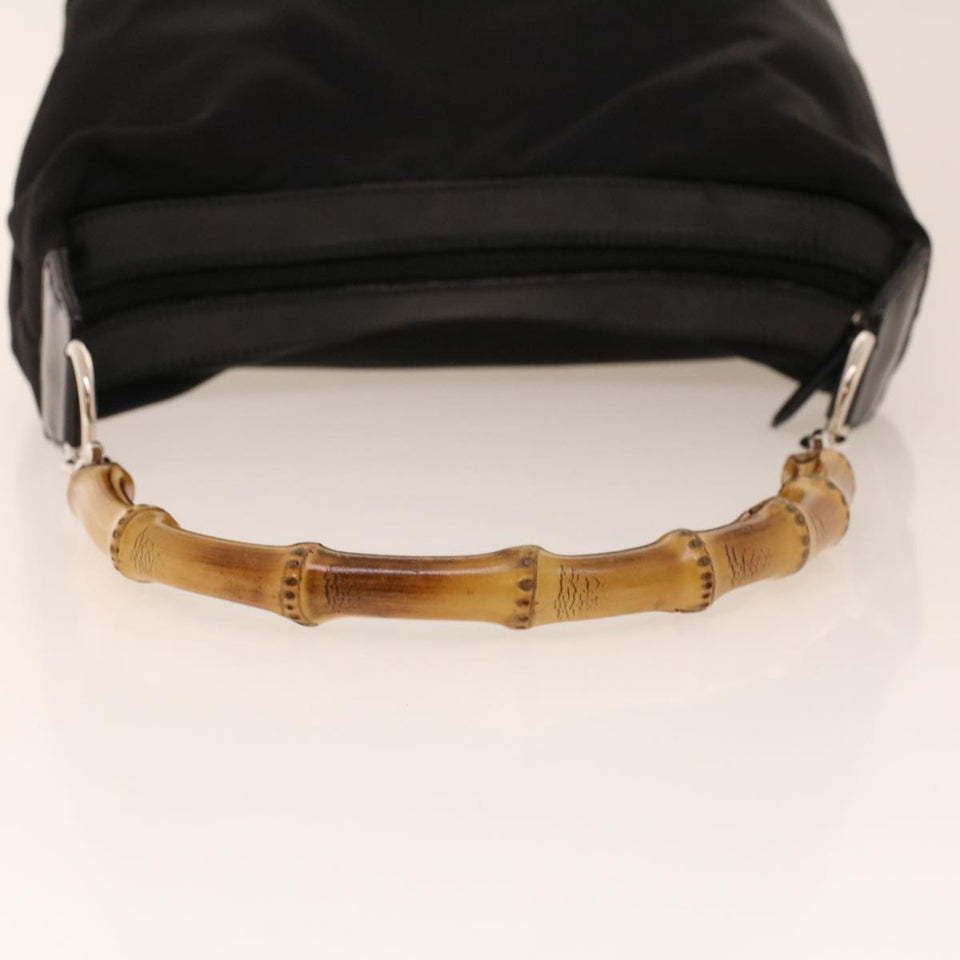 Gucci Bamboo Shoulder Bag Nylon Black 00019560531 bs5299