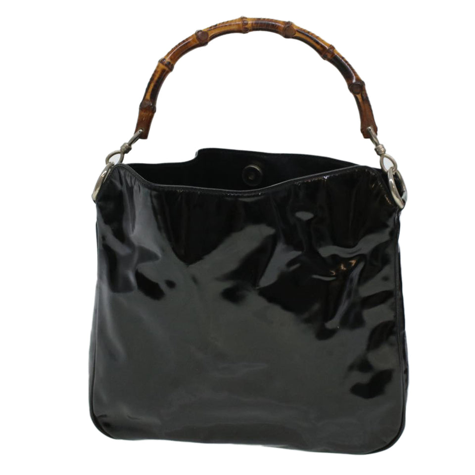Gucci GG Canvas Bamboo Shoulder Bag Patent leather 4Set Black Beige bs5393