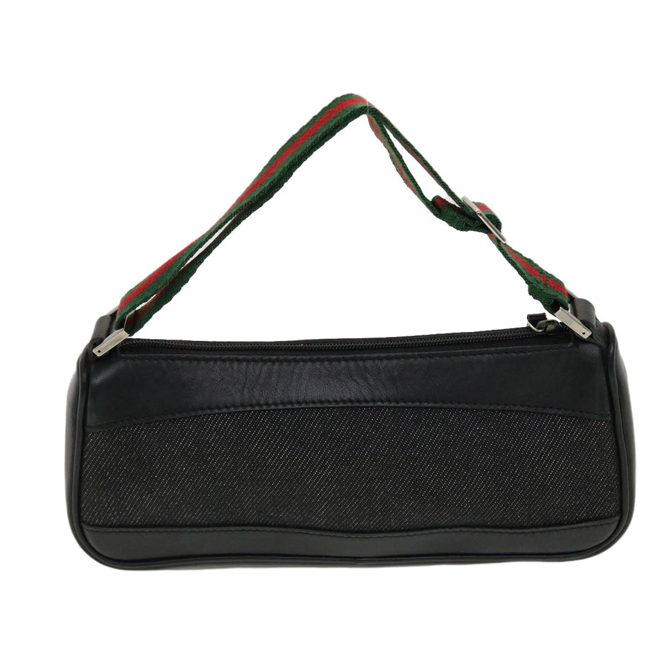 Gucci Web Sherry Line Accessory Pouch Canvas Black Red Green bs5425