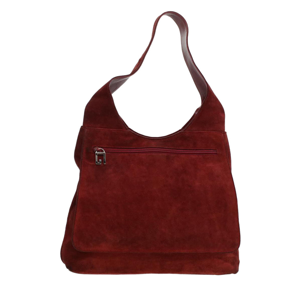 Gucci GG Canvas Shoulder Bag Suede Red 00217050424 bs5510