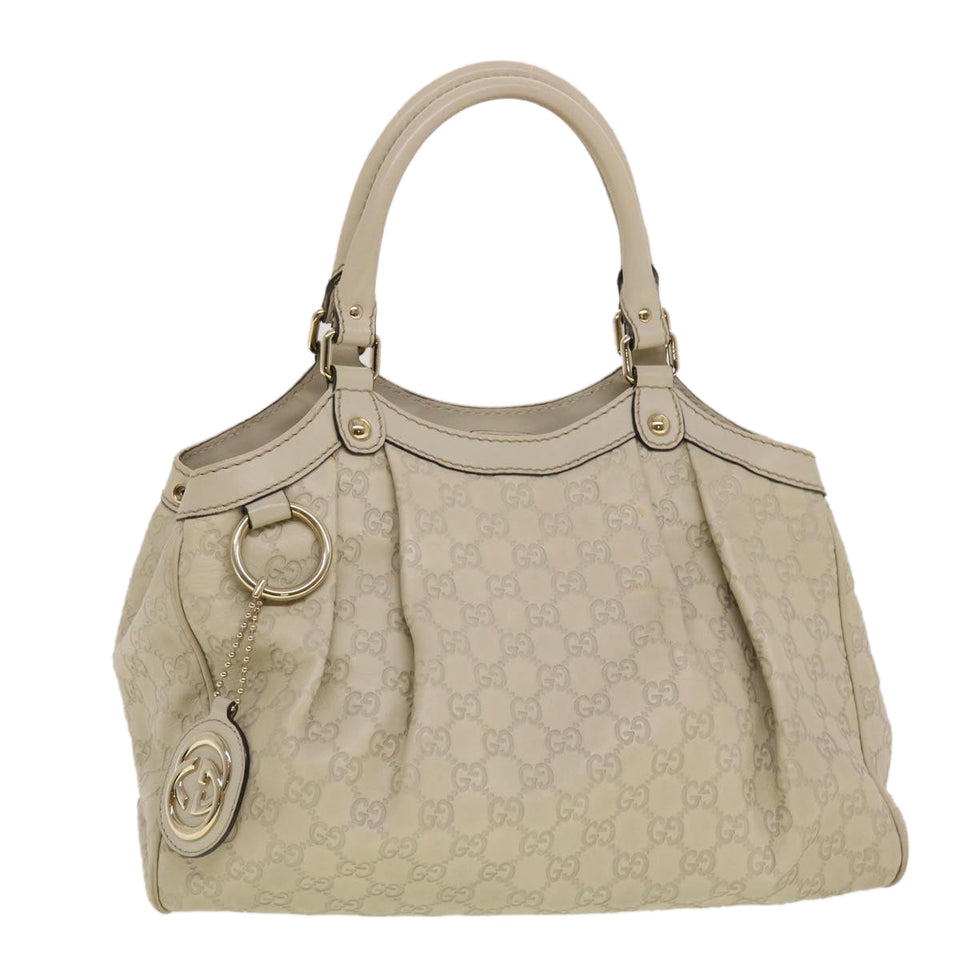 Gucci Guccissima Hand Bag Leather White 211944 bs5554