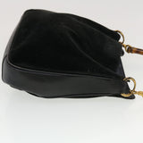 Gucci Bamboo Shoulder Bag Suede Black Brown bs5760