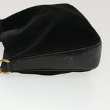 Gucci Bamboo Shoulder Bag Suede Black Brown bs5760