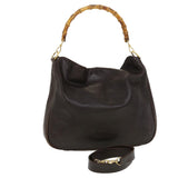 Gucci Bamboo Hand Bag Leather 2way Black 001.2852.1577.0 bs5868