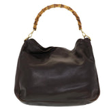 Gucci Bamboo Hand Bag Leather 2way Black 001.2852.1577.0 bs5868