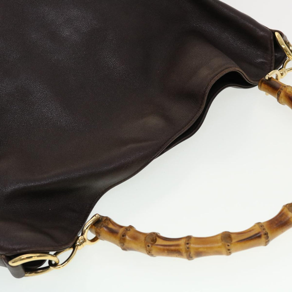 Gucci Bamboo Hand Bag Leather 2way Black 001.2852.1577.0 bs5868