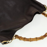 Gucci Bamboo Hand Bag Leather 2way Black 001.2852.1577.0 bs5868