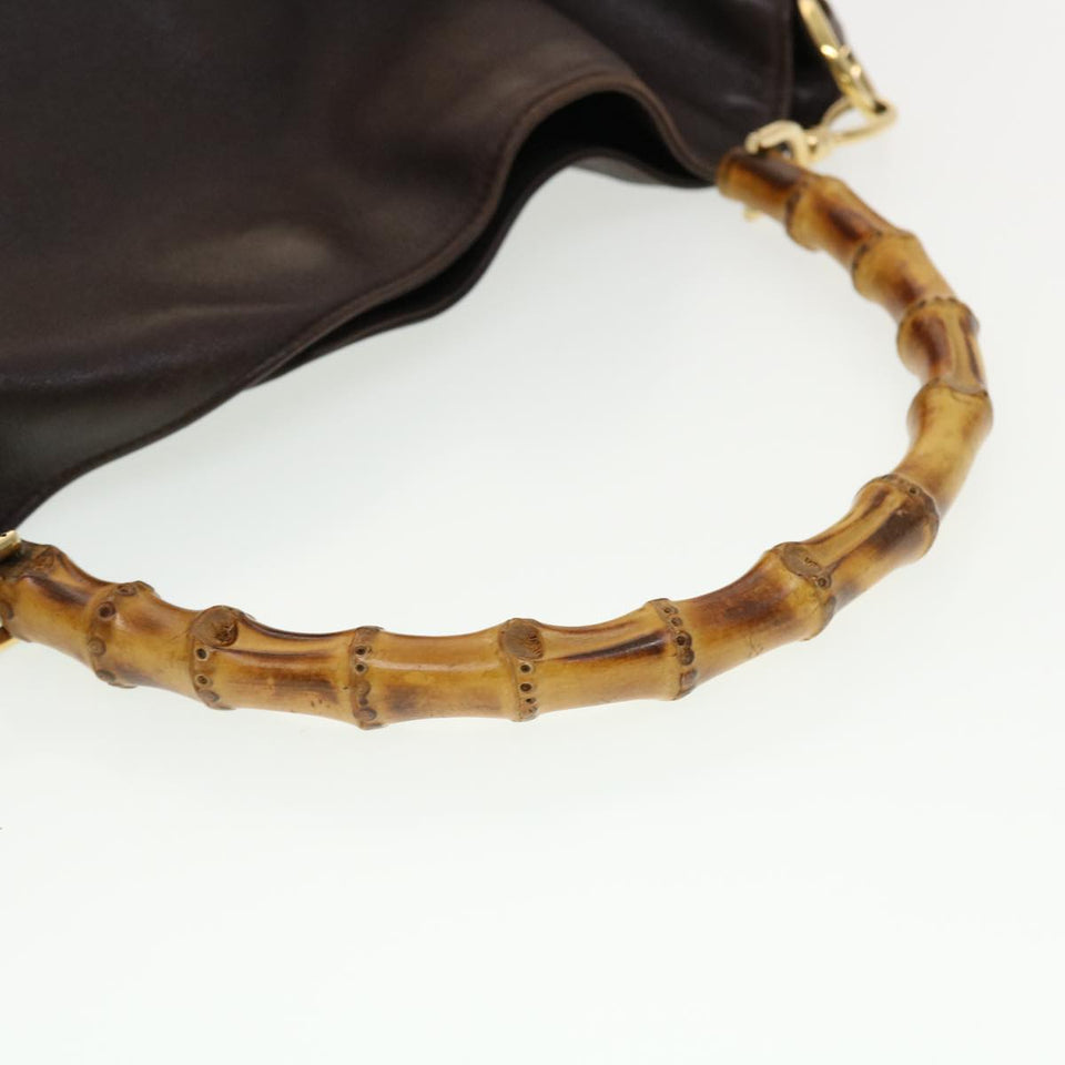 Gucci Bamboo Hand Bag Leather 2way Black 001.2852.1577.0 bs5868