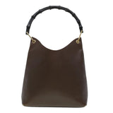 Gucci Bamboo Shoulder Bag Leather Dark Brown bs5983