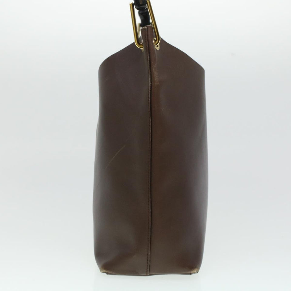 Gucci Bamboo Shoulder Bag Leather Dark Brown bs5983