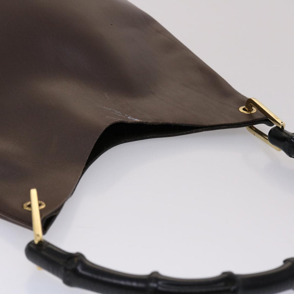 Gucci Bamboo Shoulder Bag Leather Dark Brown bs5983