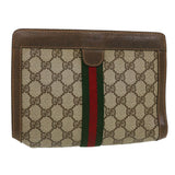 Gucci GG Canvas Web Sherry Line Clutch Bag Beige Red Green 89.01.001 bs5999