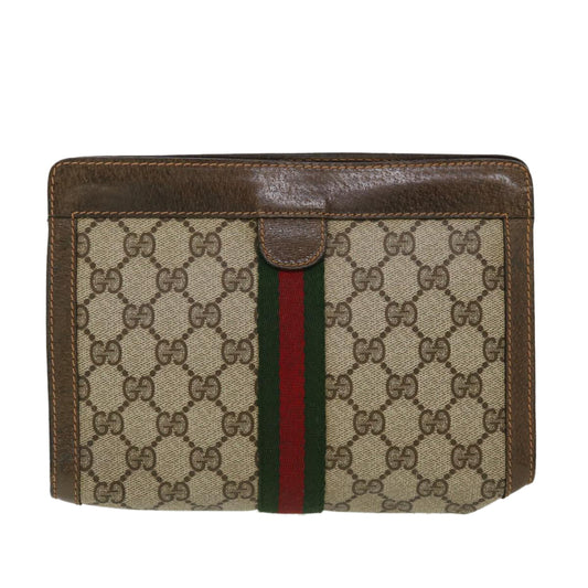 Gucci GG Canvas Web Sherry Line Clutch Bag Beige Red Green 89.01.001 bs5999