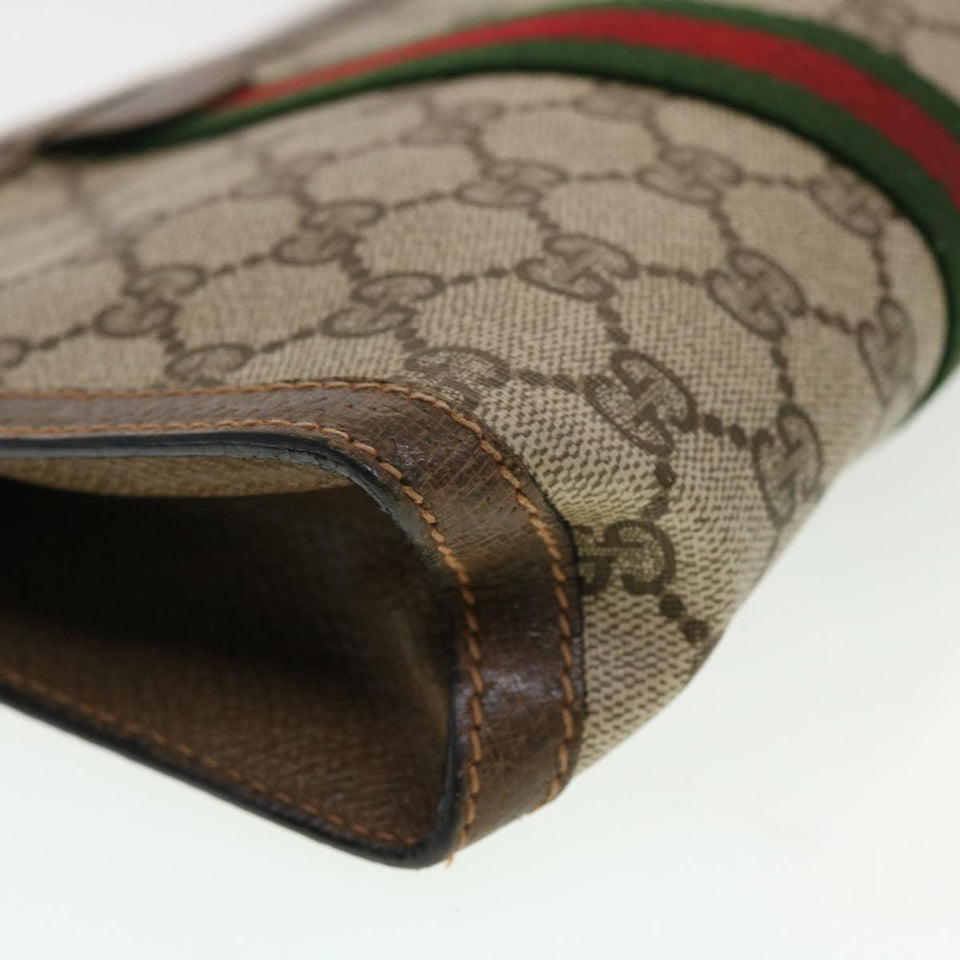 Gucci GG Canvas Web Sherry Line Clutch Bag Beige Red Green 89.01.001 bs5999
