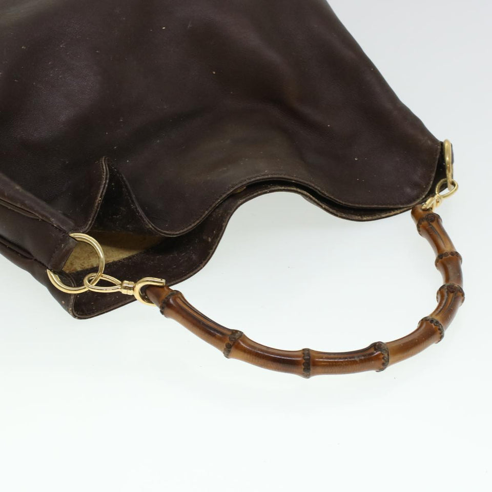 Gucci Bamboo Shoulder Bag Leather 2way Brown bs6148