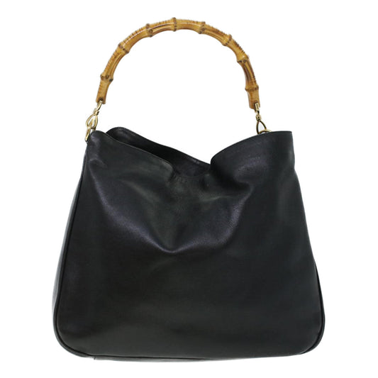 Gucci Bamboo Shoulder Bag Leather 2way Black bs6163