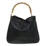 Gucci Bamboo Shoulder Bag Leather 2way Black bs6163